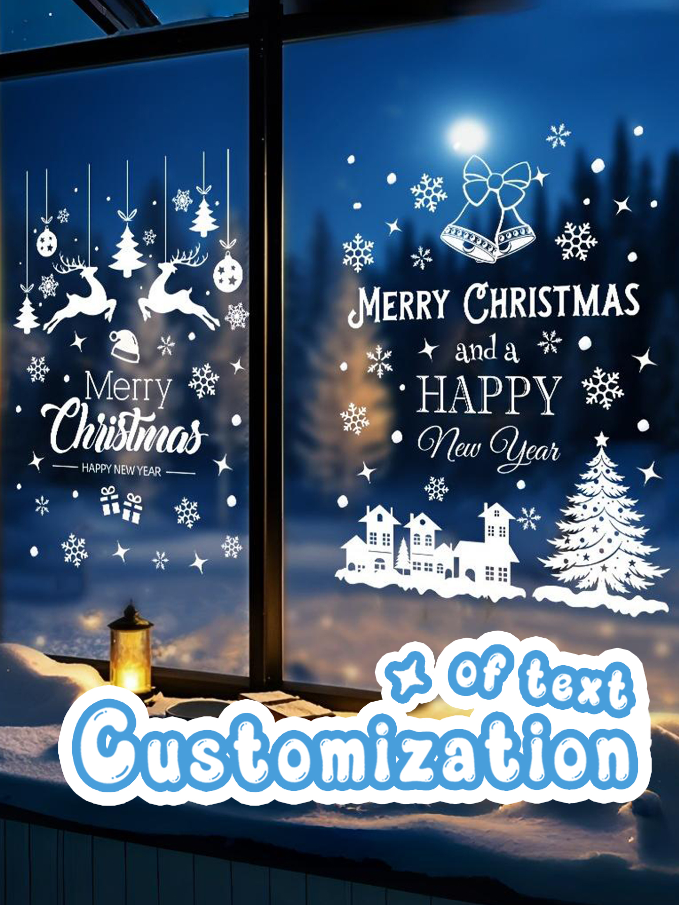 Christmas Snowflake Tree Reindeer Window Stickers
